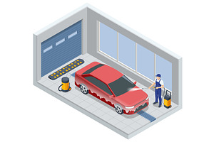 Isometric automatic car wash station, a Transportation Illustration by Golden Sikorka