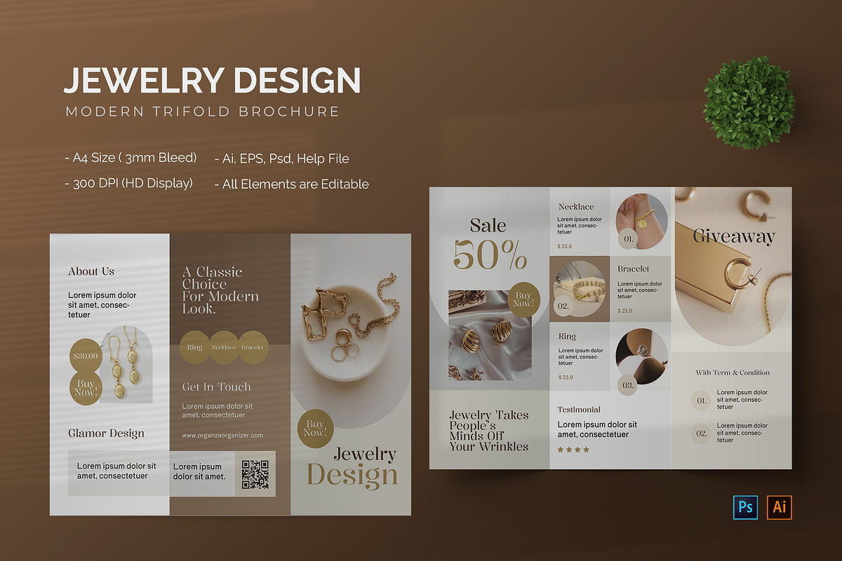 Jewelry Design - Trifold Brochure, a Brochure Template by StreaksideStd