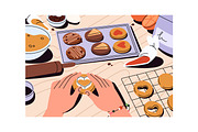Hands cooking food, top view set, a Food Illustration by PaperTrident (Thumbnail 7 of 8)