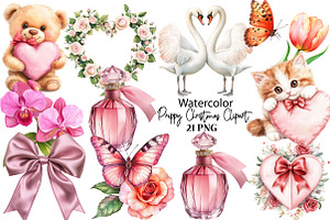 Watercolor Preppy Christmas Clipart