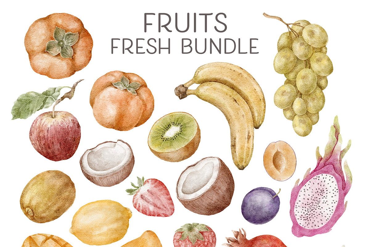 Fruits clipart png watercolor, a Food Illustration by TheCuteShop (Photo 3 of 11)
