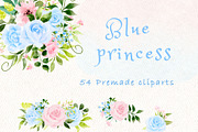 Blue Princess watercolour clipart, a Decorative Illustration by heyiamalice (Thumbnail 2 of 13)