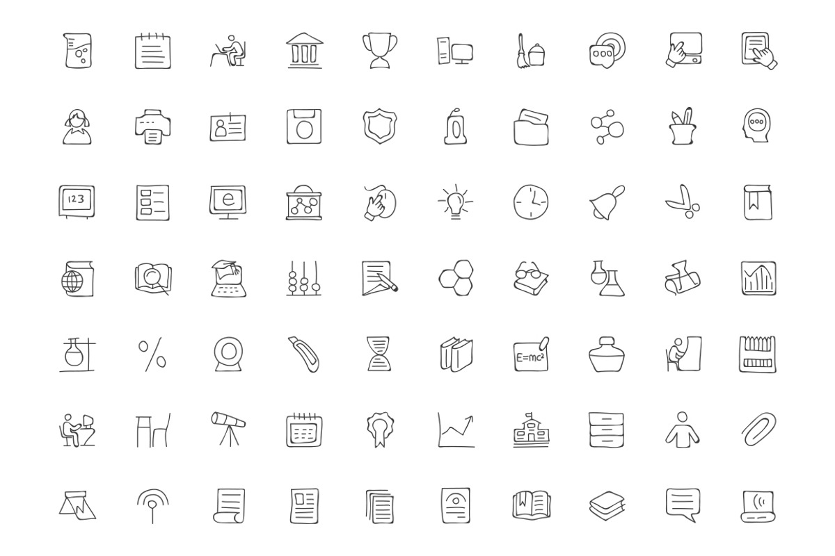 200 Education Hand Drawn Doodle Icon, an Outline Icon by Creative Stall (Photo 2 of 4)