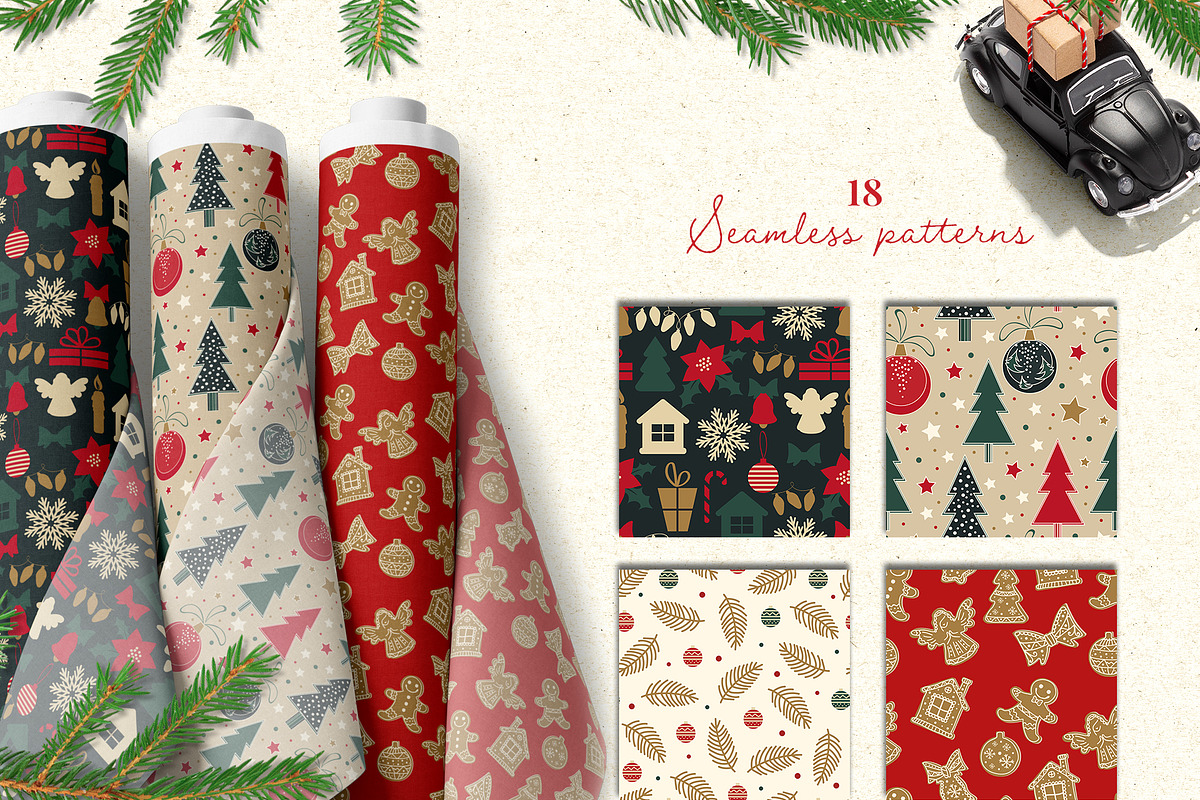 Christmas seamless patterns, a Pattern Graphic by JuliaBadeeva (Photo 3 of 7)