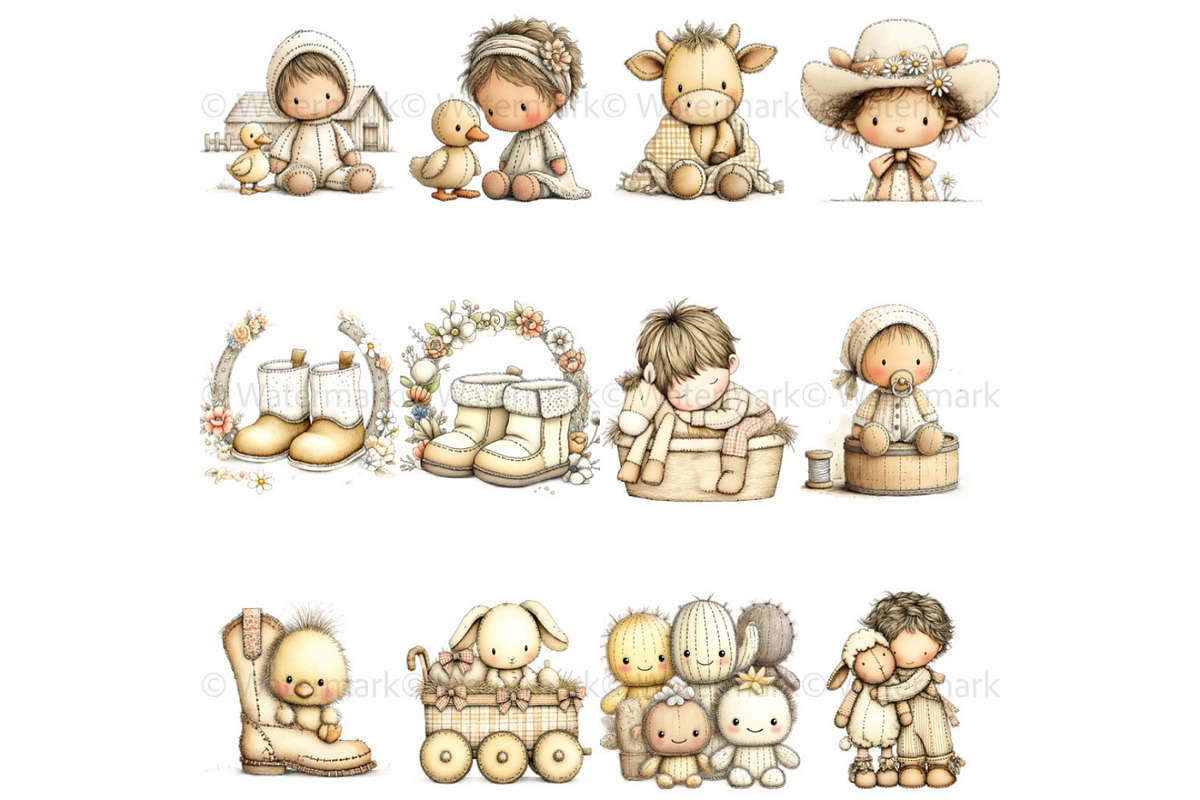 Cowgirl Baby Shower Clipart Set, a Decorative Illustration by Nicole Branger Art (Photo 8 of 23)