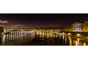 Night view of the Garonne river in Toulouse - France, an Architecture Photo by Leonid Andronov