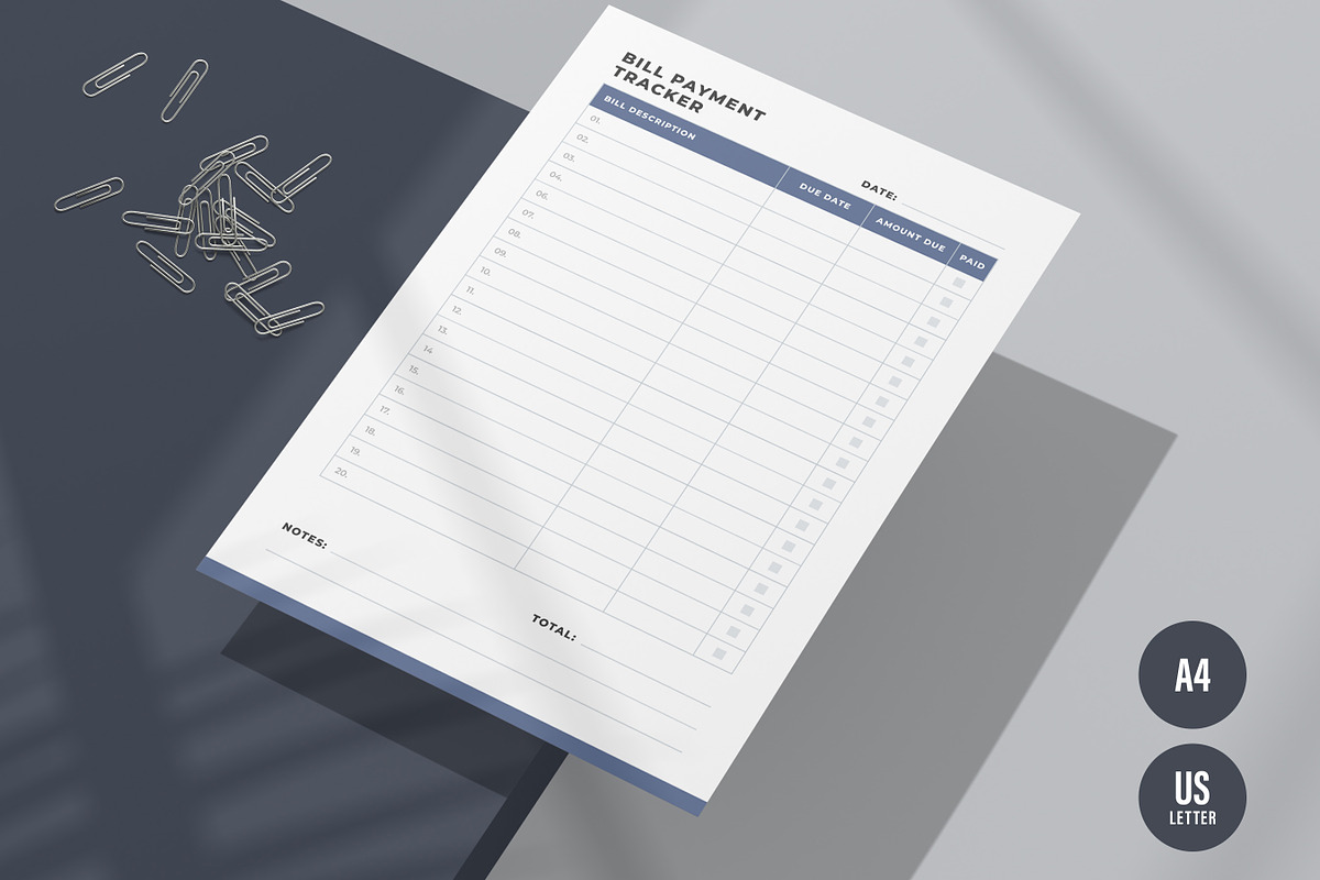 Monthly Bill Tracker, Checklist