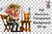 Quirky Old Fisherman Clipart PNG, a Graphic by Clipart Bloom (Thumbnail 12 of 13)