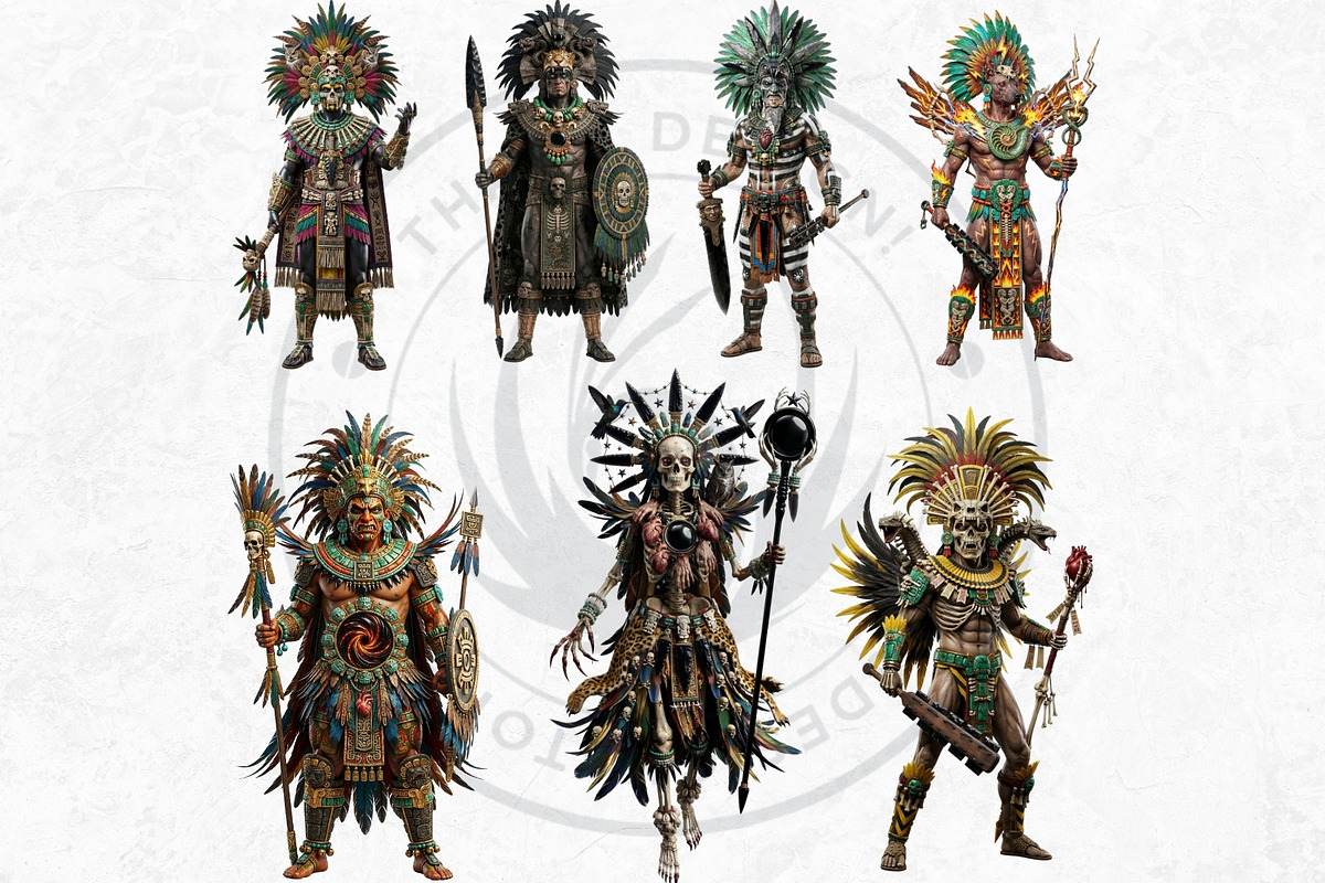 Aztec Deities Cliparts, a Person Illustration by ThatsDesignArt (Photo 5 of 15)