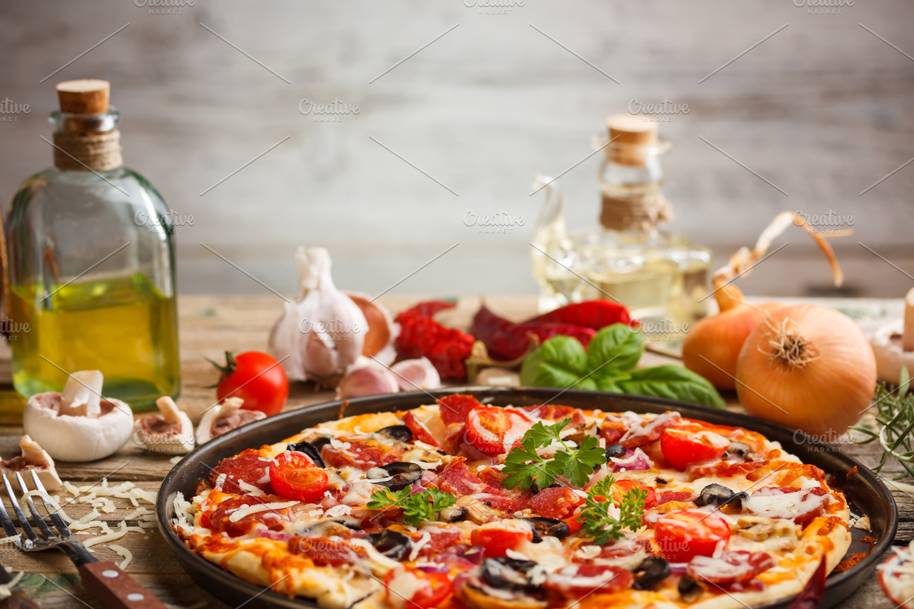 Fresh Homemade Pizza Containing Pizza Food And Onion