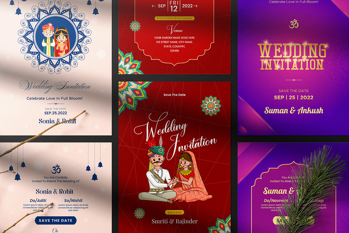 Indian Wedding Invitation Card Set, an Invitation Template by Creative Hatti (Photo 2 of 5)