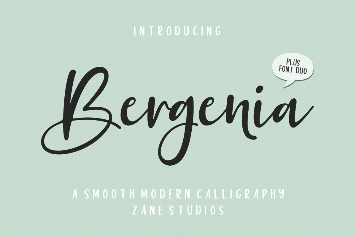 Bergenia Script FONT DUO, a Script Font by Zane Studio (Photo 1 of 8)