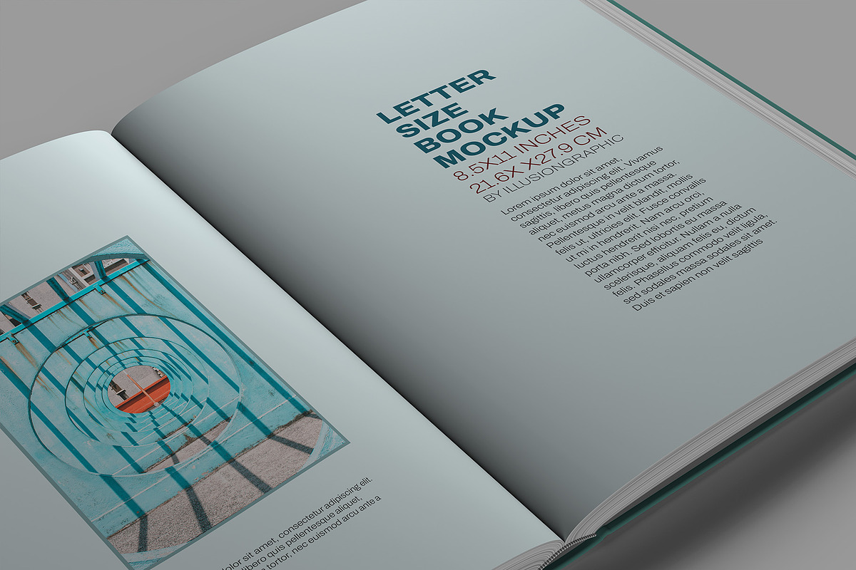 Letter Size Book Mockup - 8 views, a Books & Magazine Mockup by Illusiongraphic (Photo 9 of 24)