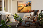 Golden Wheat Sunset Painting print, a Background Graphic by Floraphoria (Thumbnail 3 of 11)