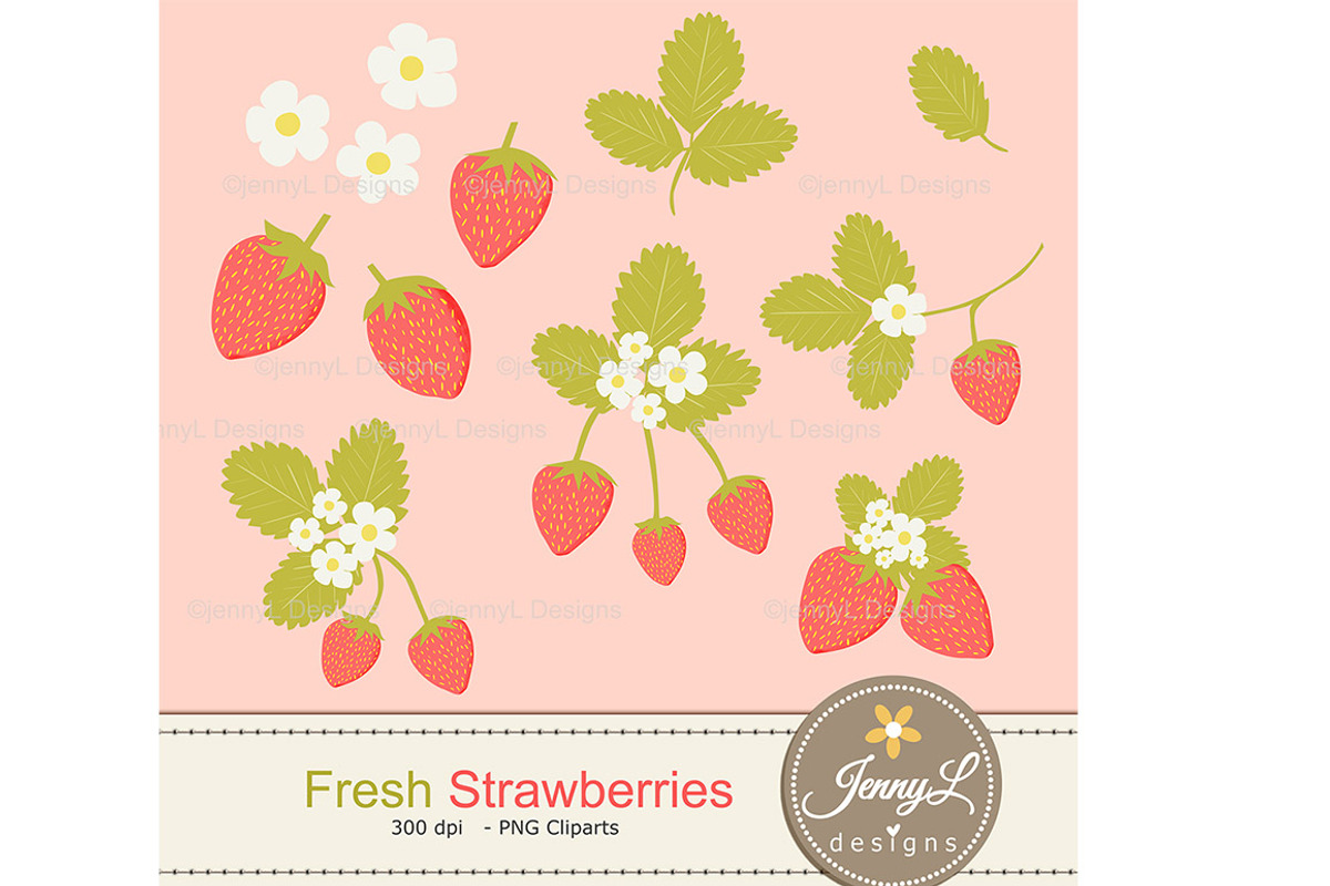 Strawberry Seamless Digital Papers, a Pattern Graphic by JennyL Designs (Photo 3 of 6)