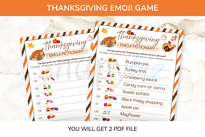 Thanksgiving Emoji Game For Adults, a Card Template by Snapybiz