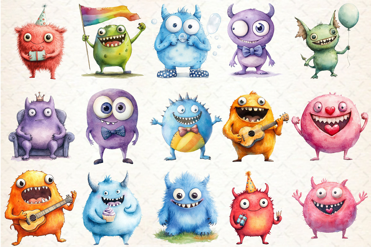 Cute Funny Monster Sublimation Clipa, a Seasonal Illustration by Rose Art (Photo 2 of 4)