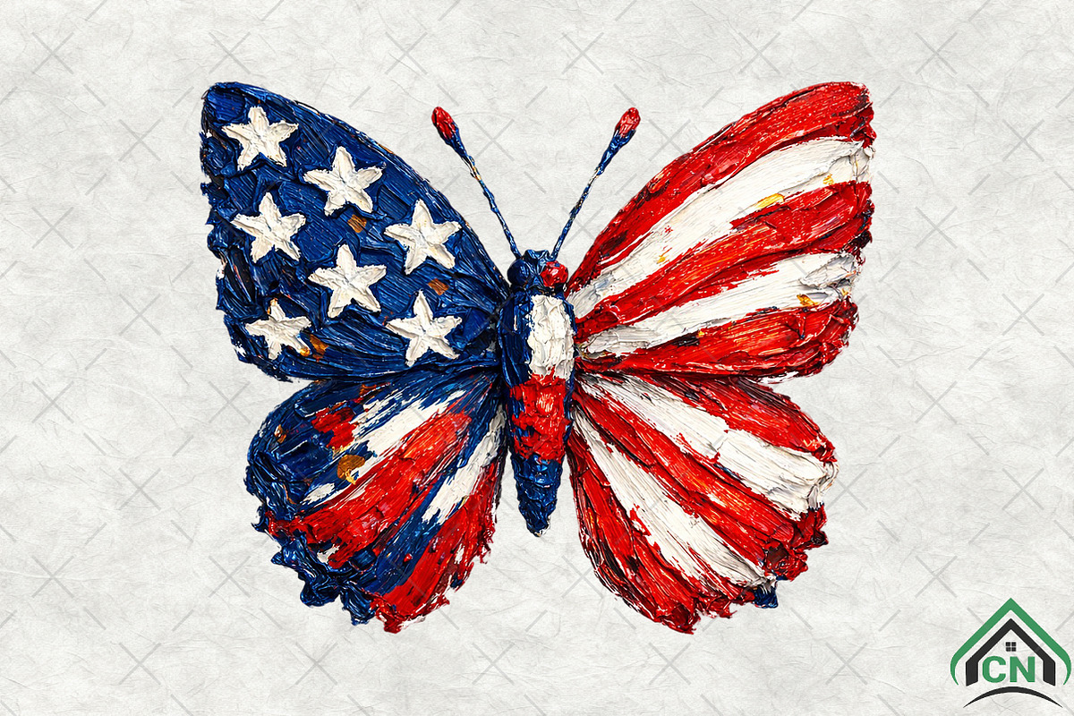 Brushstroke Patriotic Butterfly Png, an Illustration by Craft Nest (Photo 2 of 6)