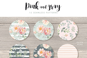 Pink And Gray Floral Collection