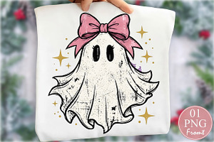 Coquette Ghost Bow Halloween PNG