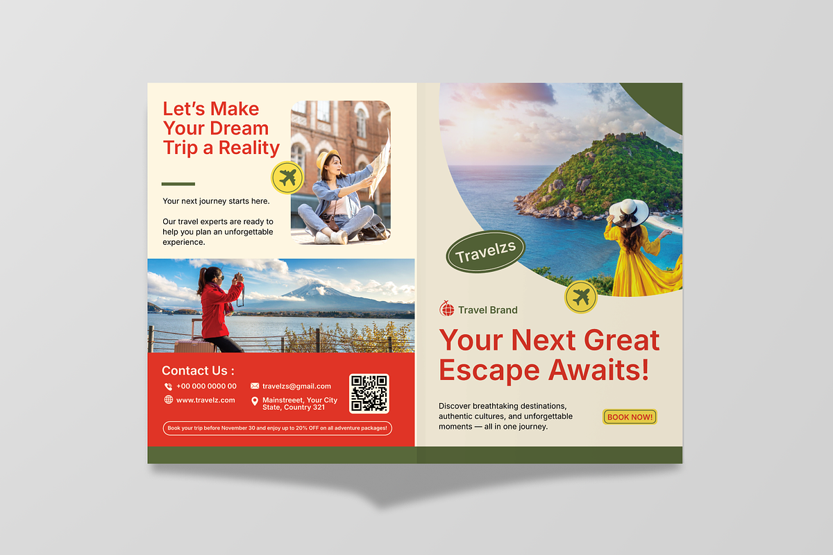 Travel Experience Bifold Brochure, a Brochure Template by Annora Studio (Photo 2 of 6)