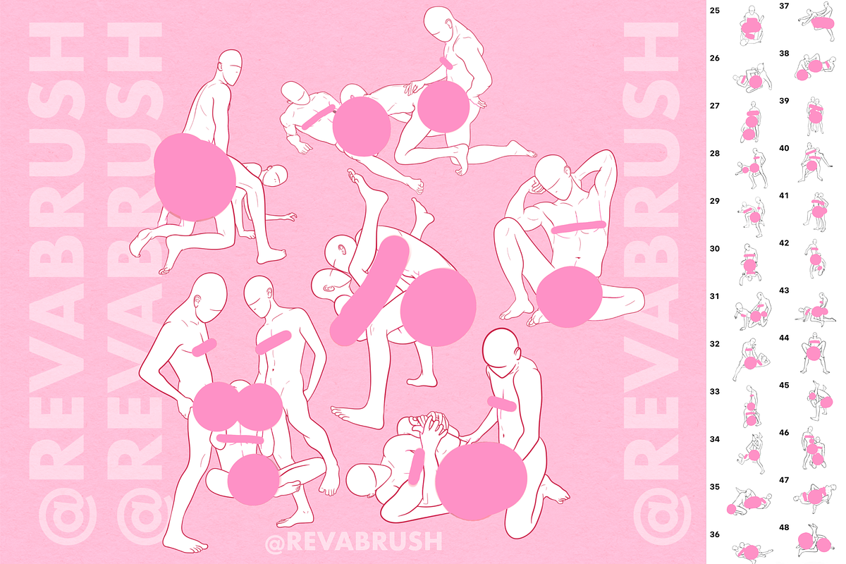 Procreate Male pose anatomy brushes, a Brush Add-On by Revabrush (Photo 4 of 6)