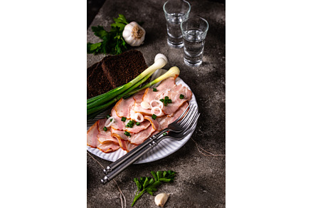 Sliced boiled smoked pork or ham