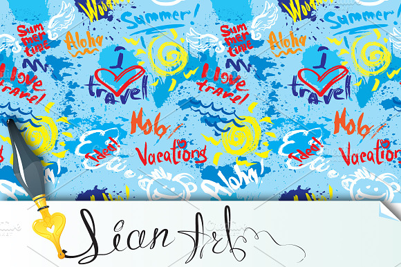 Seamless pattern - VACATIONS preview 2