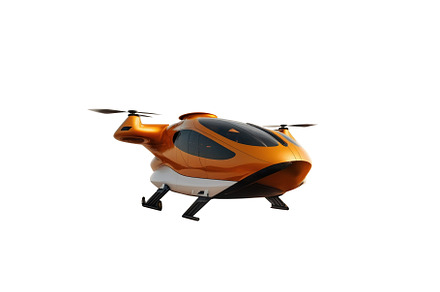 orange passenger drone taxi isolated on white background. Genera, a Transportation Photo by Ales Munt