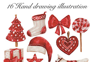 Watercolour Red Christmas Png