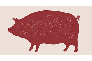 Pork meat steak pig silhouette, an Animal Illustration by Foxys Graphic