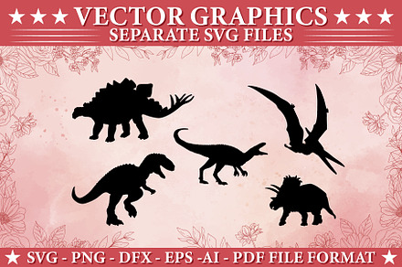 Dinosaur Silhouettes. T-rex. Raptor