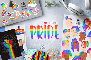 PRIDE. Vector set of 88.