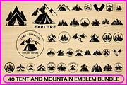 Tent and Mountain Emblem Bundle, an Object Illustration by Gfx_Store (Thumbnail 1 of 12)