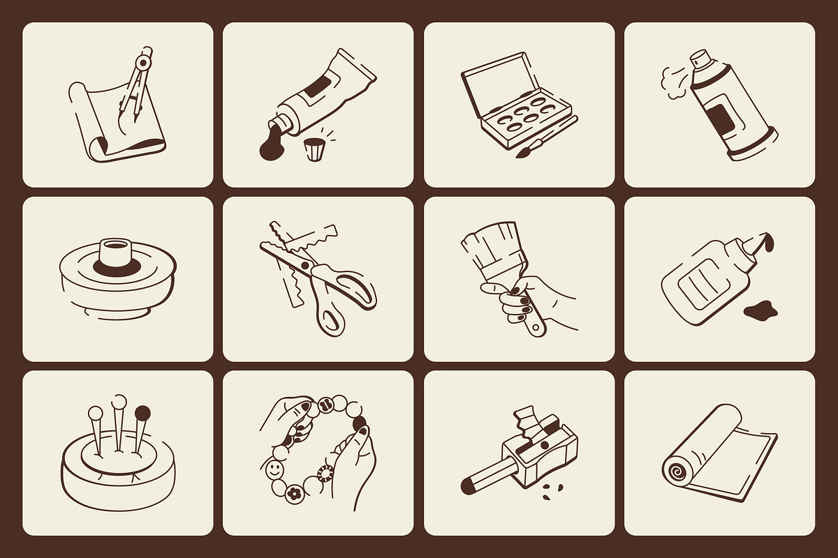 Animated Crafting and DIY Doodle, an Outline Icon by Vectors Market (Photo 4 of 5)