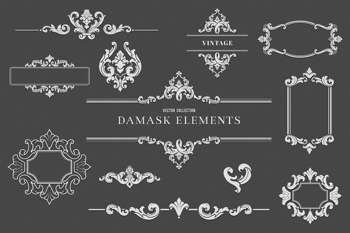 Vintage Damask Elements III, a Decorative Illustration by Solana (Photo 1 of 6)