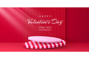 Happy Valentine 3D podium stage roun, an Illustration by Buch&Bee