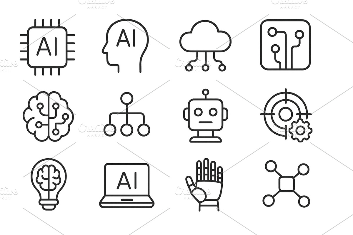 Various icons depicting artificial, a Technology Illustration by ZinetroN