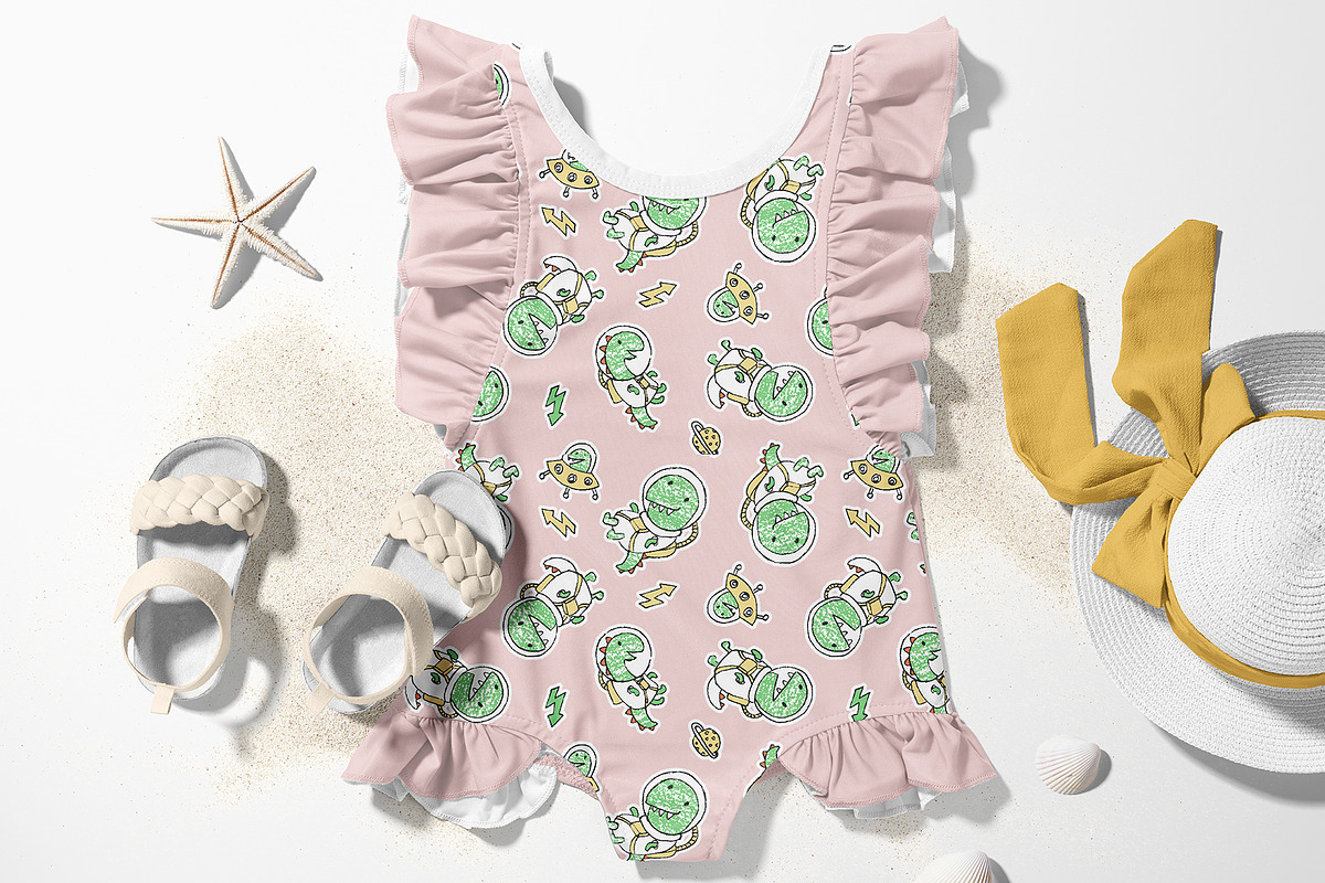 Cute Space Dino Seamless Pattern, a Pattern Graphic by StudioGlouna (Photo 3 of 5)