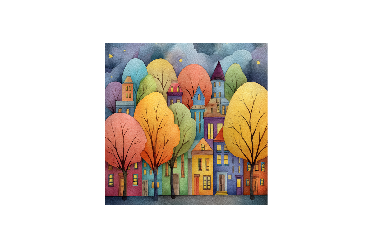 Whimsical Fall Village Backgrounds, a Background Graphic by PcuDesigns Illustrations (Photo 2 of 3)