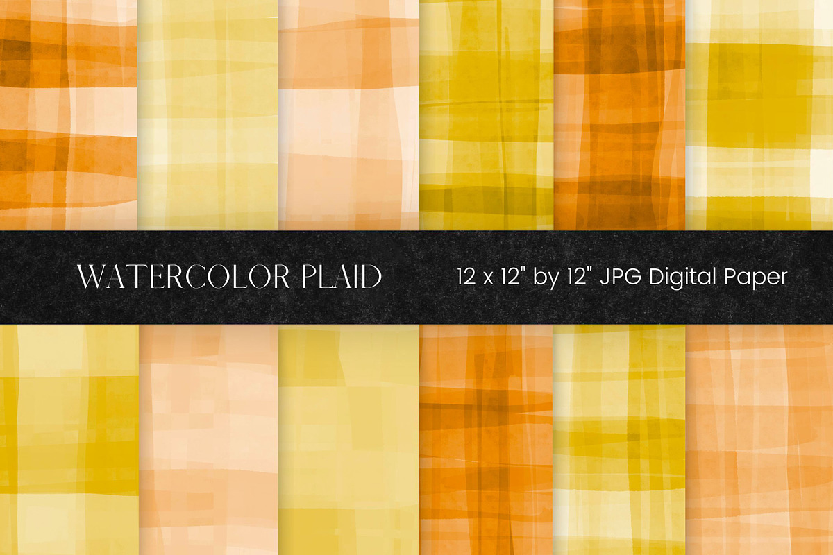 Orange and Yellow Watercolor Plaid, an Illustration by Pixafied (Photo 1 of 3)