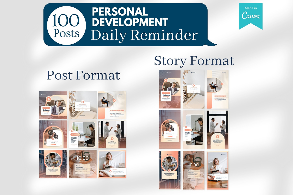 Personal Development Canva Templates, a Social Media Template by Viral Content Design (Photo 8 of 14)