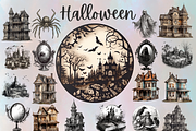 Creepy Halloween Houses Clipart, an Object Graphic by Agnesagraphic (ID 95) (Thumbnail 1 of 9)