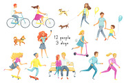 Big set watercolor walking people., a Sport Illustration by Kattarina Po (Thumbnail 2 of 6)
