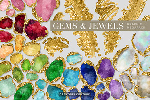 Gemstone Crystal Birthstone Gold Art, an Illustration by Creators Couture