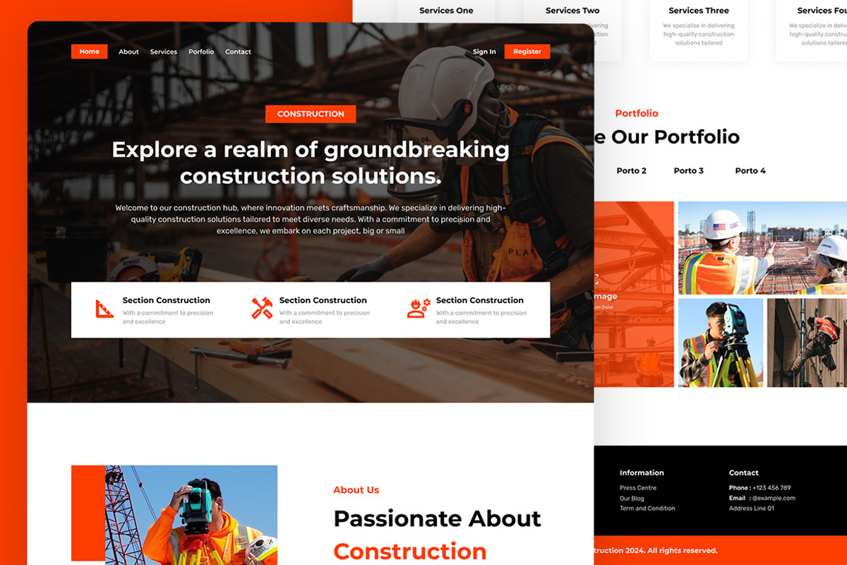 Construction Landing Page, an UI Kit Template by ENATIVE (Photo 2 of 4)