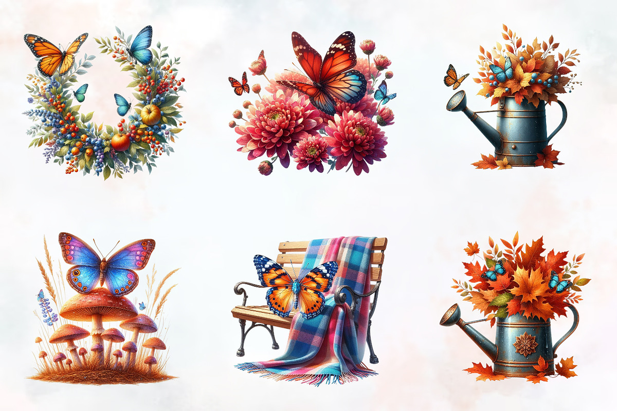 Fall Butterfly Garden Clipart, an Illustration by RobertsArt (Photo 4 of 7)