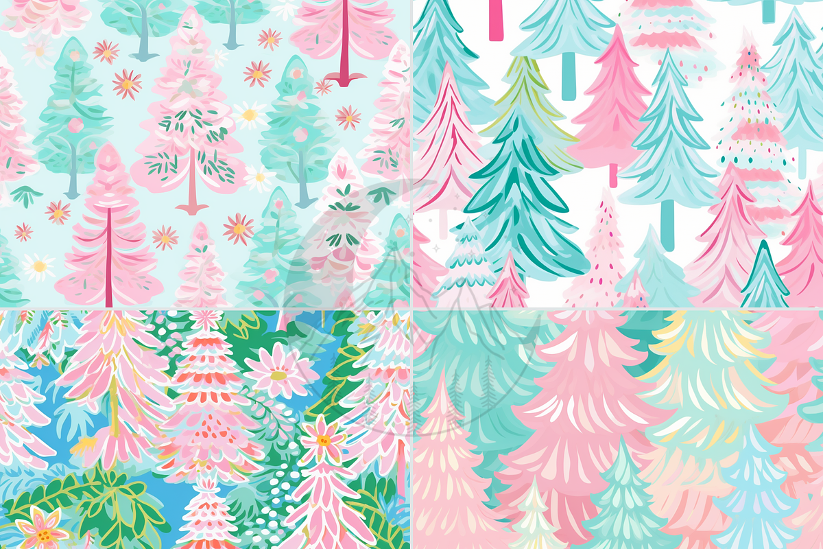 Preppy Pastel Christmas Tree Pattern, a Pattern Graphic by Paper & Pattern Studio (Photo 6 of 8)