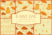 Rainy day vector Clipart & Patterns, a Seasonal Illustration by Carpet Tapete Pretzel (Thumbnail 1 of 9)