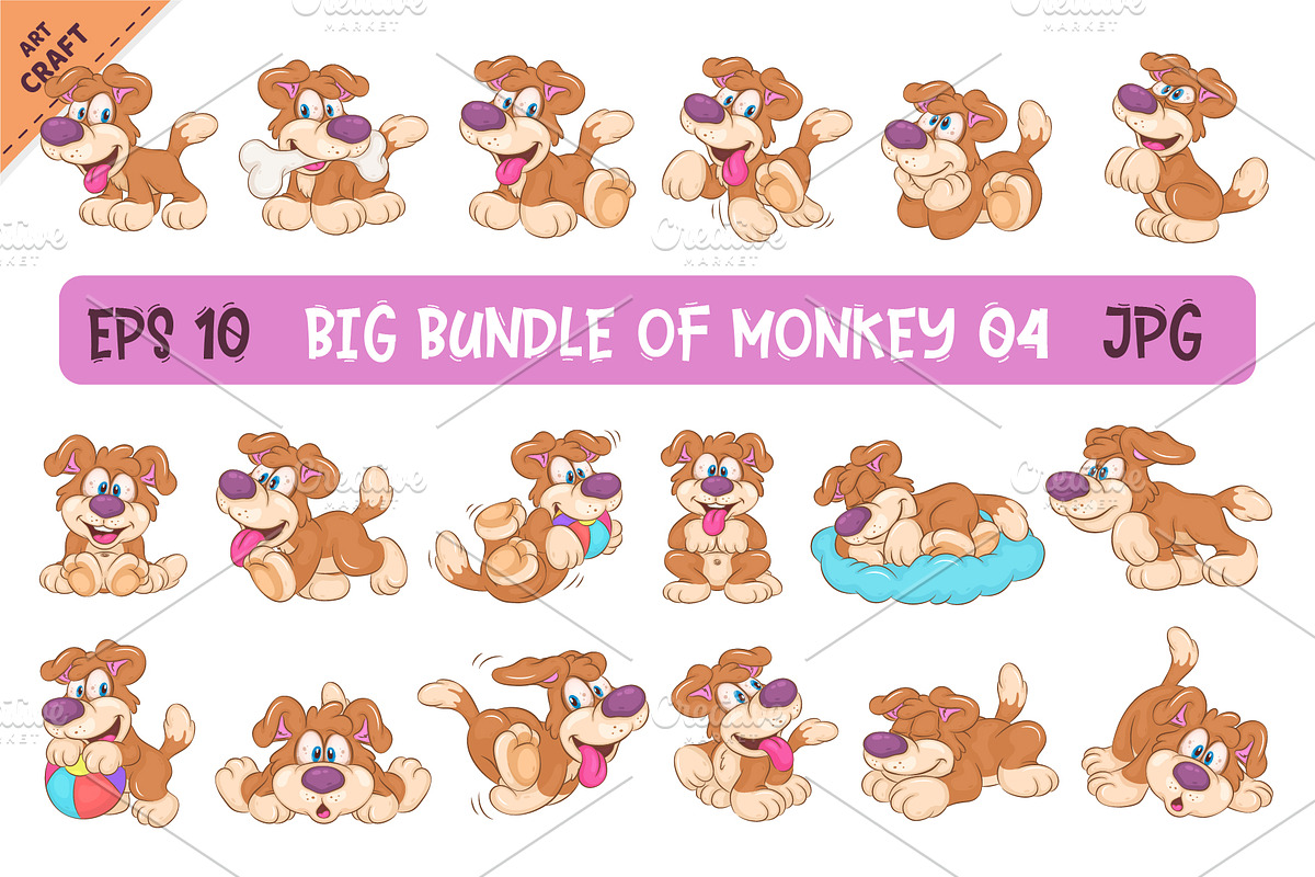 Big Bundle of Cartoon Dogs 04., an Animal Illustration by KENO Mascots (Photo 1 of 7)